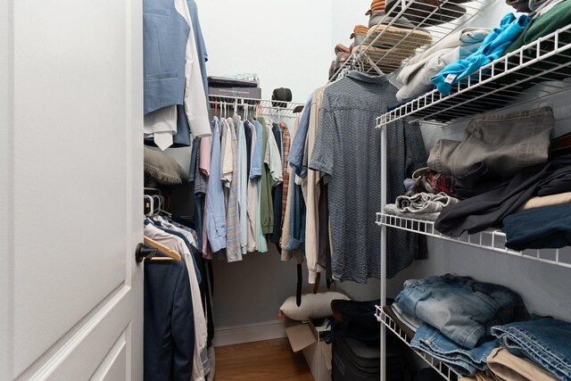 walk in closet featuring hardwood / wood-style floors