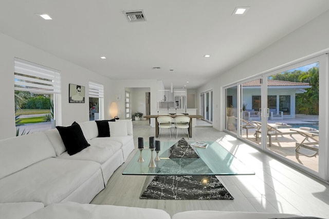 living room featuring light hardwood / wood-style flooring