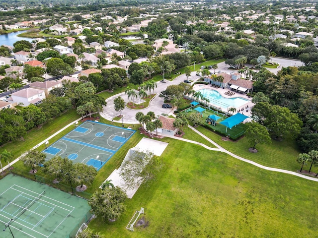 bird's eye view featuring a water view