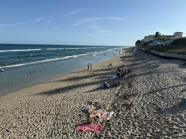 view of water feature featuring a view of the beach