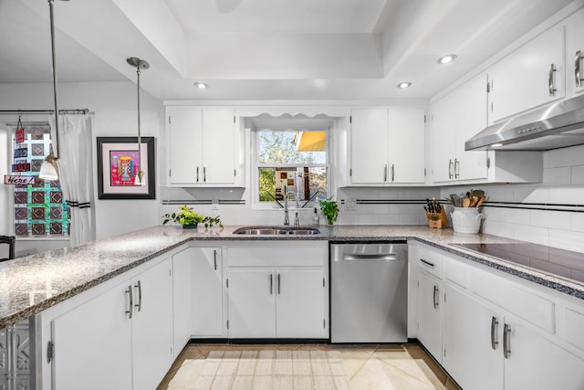 kitchen featuring stainless steel dishwasher and white cabinets