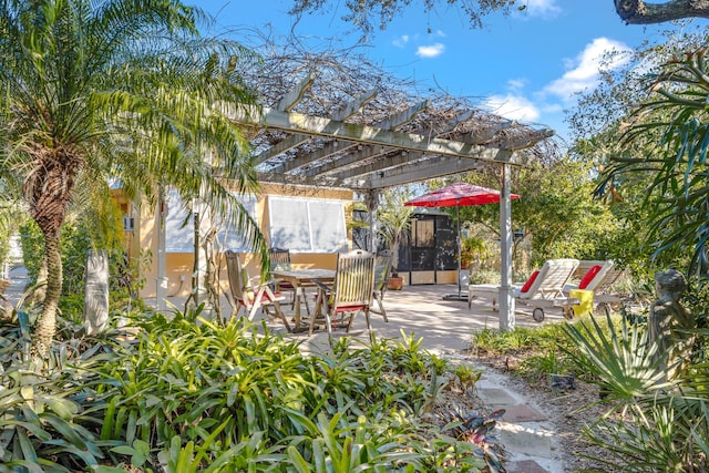 view of patio / terrace featuring a pergola