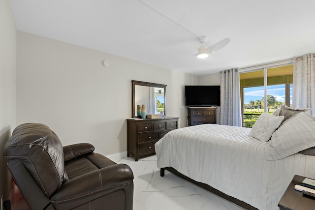 bedroom featuring ceiling fan