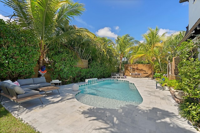 view of pool featuring an outdoor hangout area and a patio area