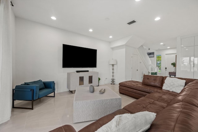 view of tiled living room