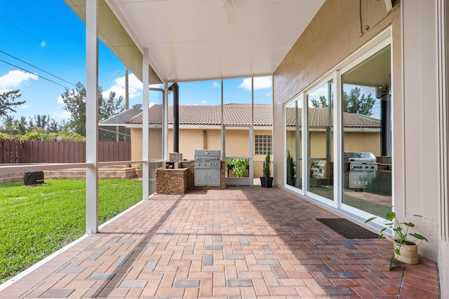 view of unfurnished sunroom