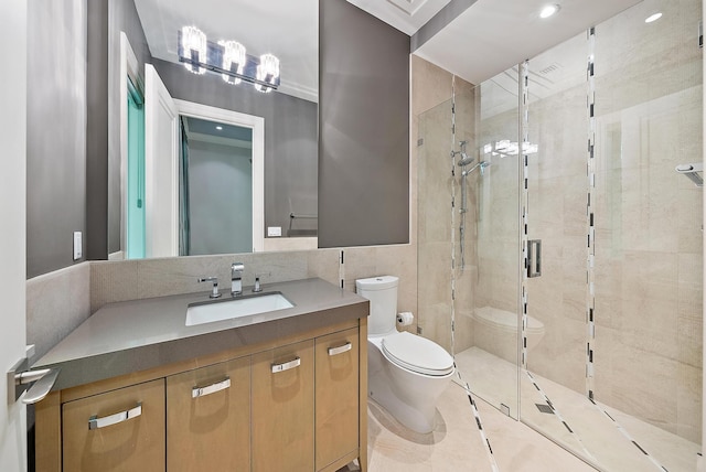 177 Commodore Dr, Jupiter, FL 33477 - full bath featuring toilet, a shower stall, vanity, and tile walls
