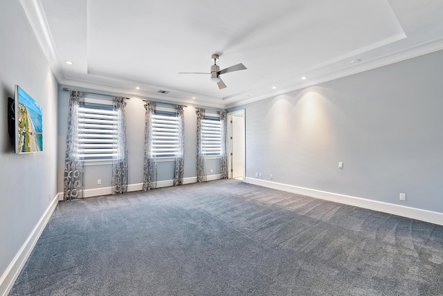 177 Commodore Dr, Jupiter, FL 33477 - spare room featuring crown molding, carpet flooring, a ceiling fan, recessed lighting, and baseboards