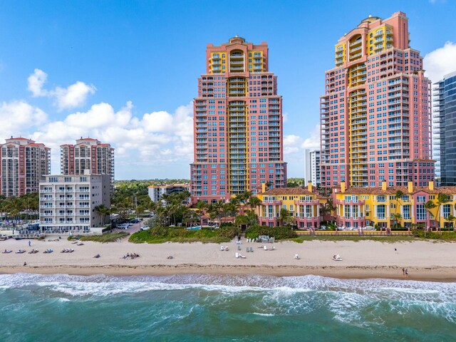 exterior space with a view of the beach and a water view