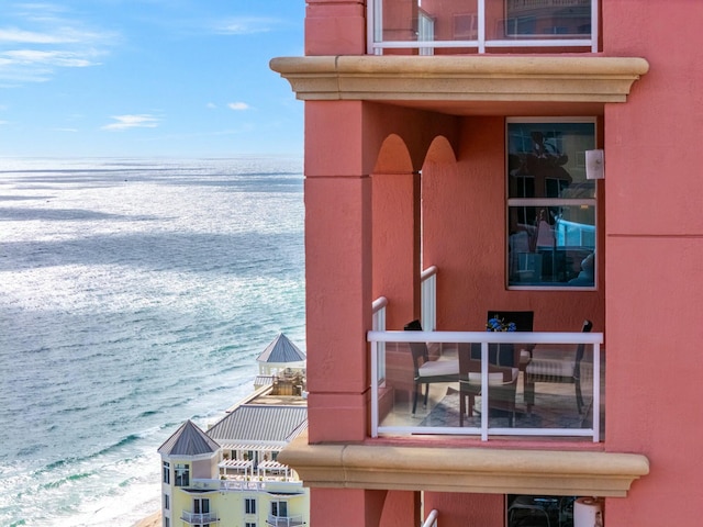 exterior space with a view of the beach and a water view