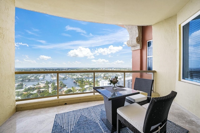 balcony with a water view