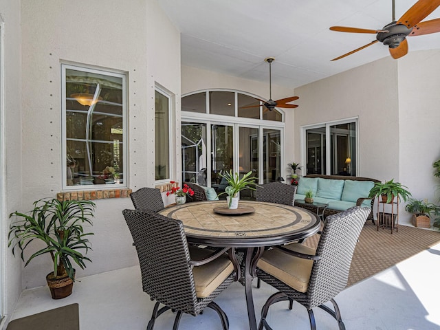 view of patio / terrace with outdoor lounge area and ceiling fan