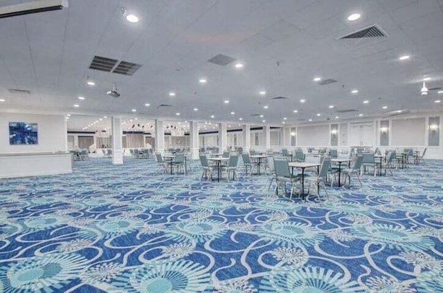 view of carpeted dining area