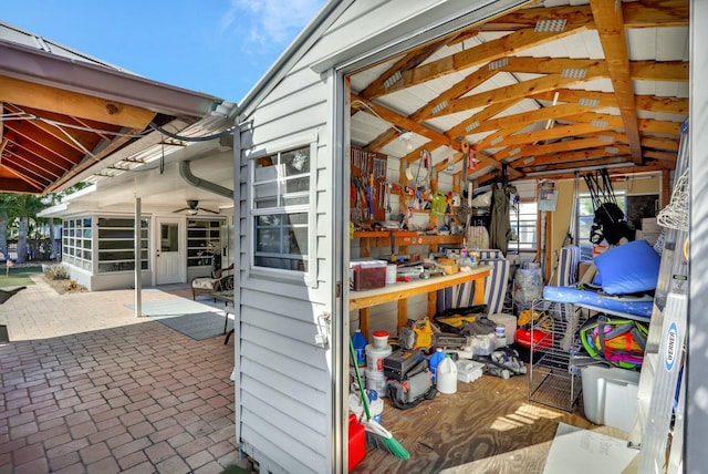 storage area with ceiling fan