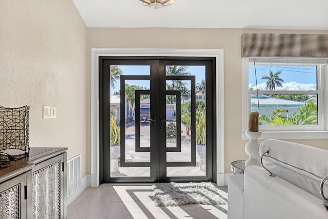 entryway with french doors and visible vents