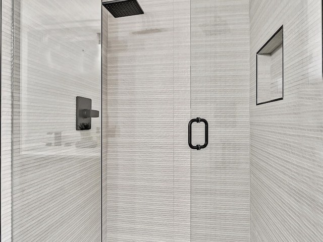 interior details with a stall shower