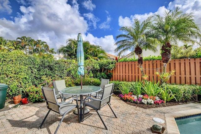 view of patio / terrace with a pool