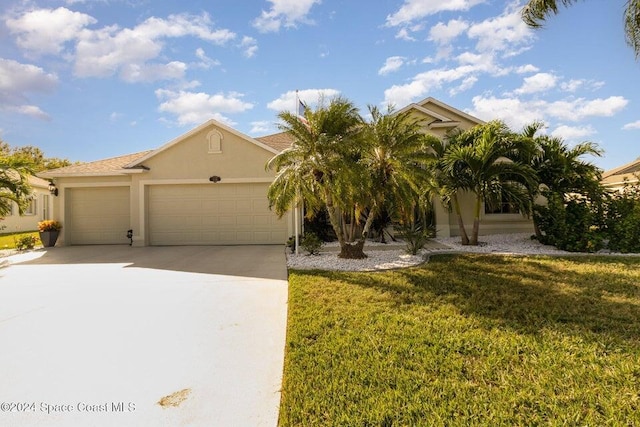 view of front of house featuring a garage and a front yard