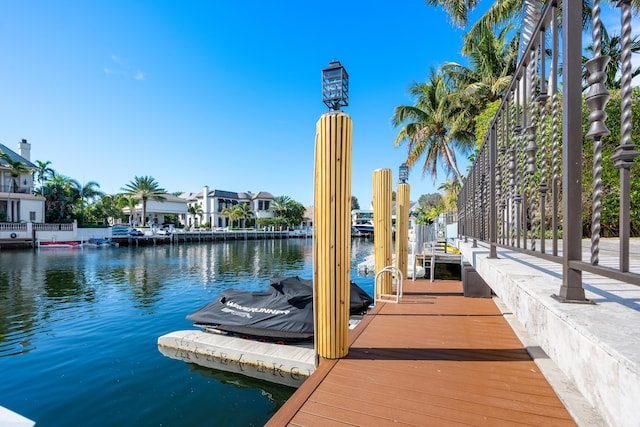 dock area featuring a water view