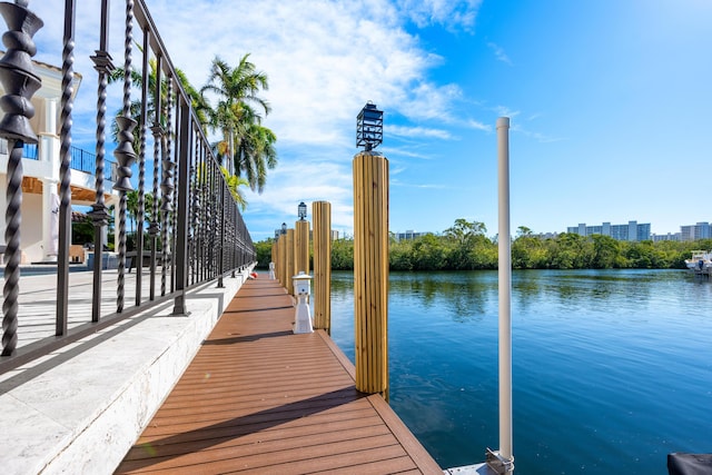 view of dock featuring a water view