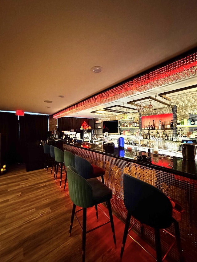 bar featuring wood-type flooring