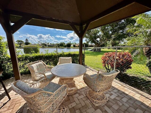 view of patio / terrace featuring a gazebo