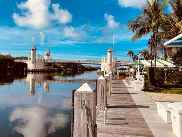 view of dock featuring a water view