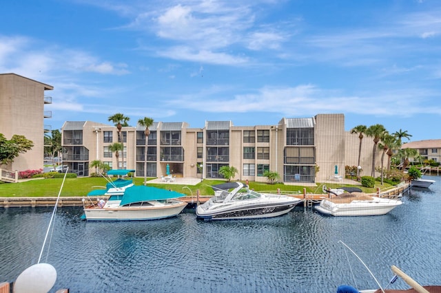 view of pool with a water view