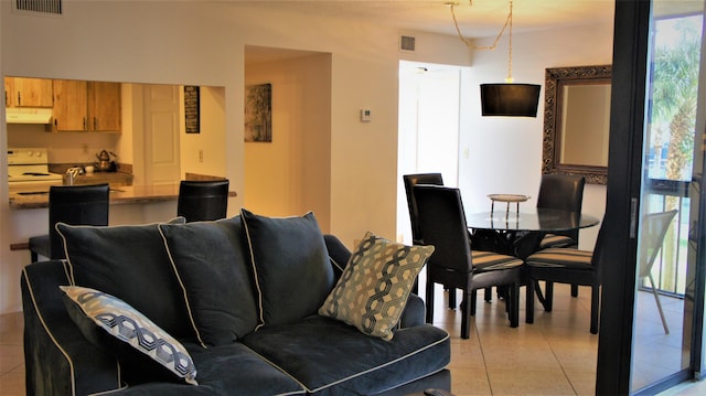 view of tiled living room