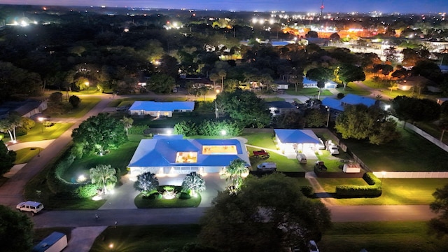 view of aerial view at night