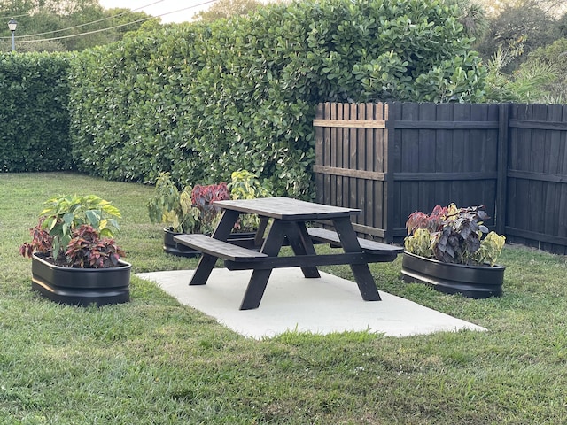 view of yard with a patio area