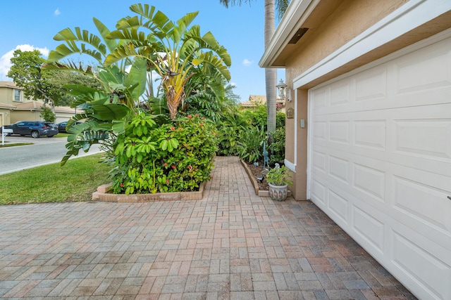 exterior space featuring a garage