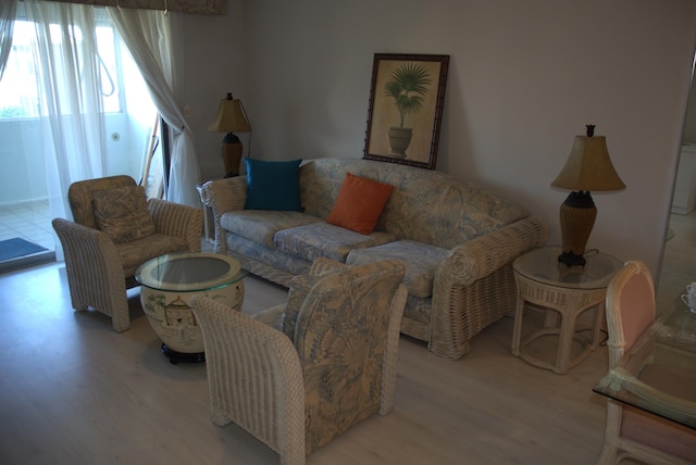 living room featuring light wood-type flooring