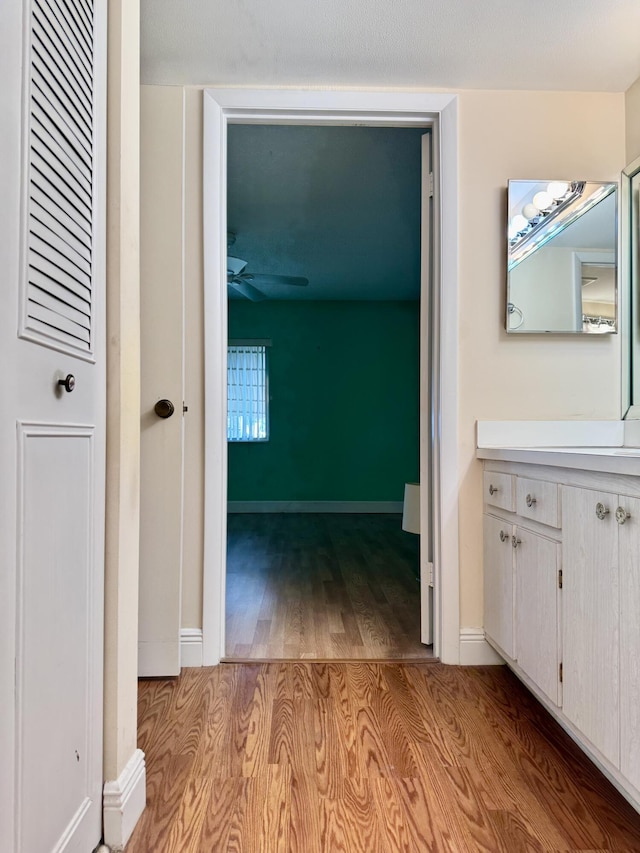 hall featuring light wood-type flooring