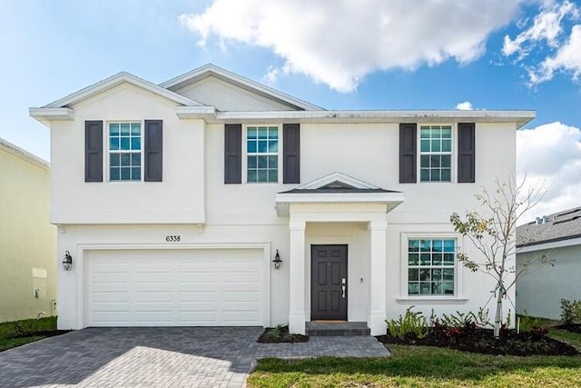 view of front of house with a garage