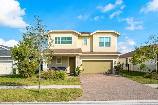 view of front of house with a garage