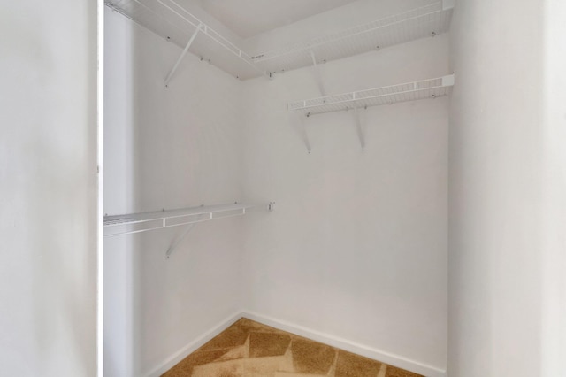 walk in closet with carpet