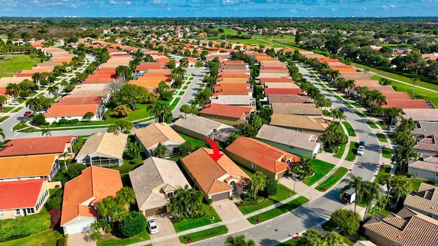 drone / aerial view with a residential view