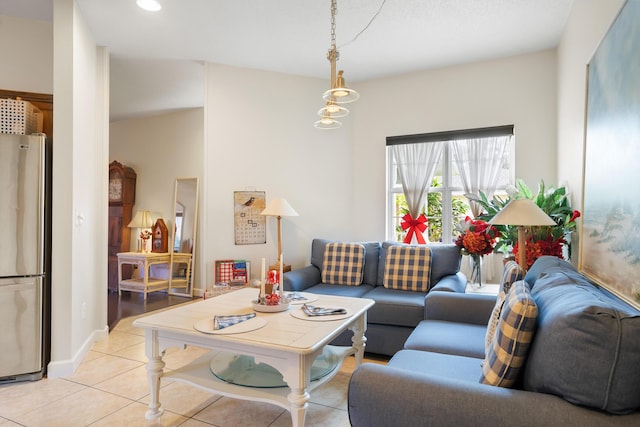 view of tiled living room