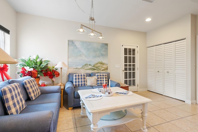 interior space with light tile patterned floors