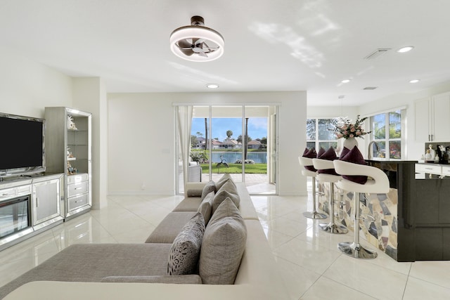 view of tiled living room