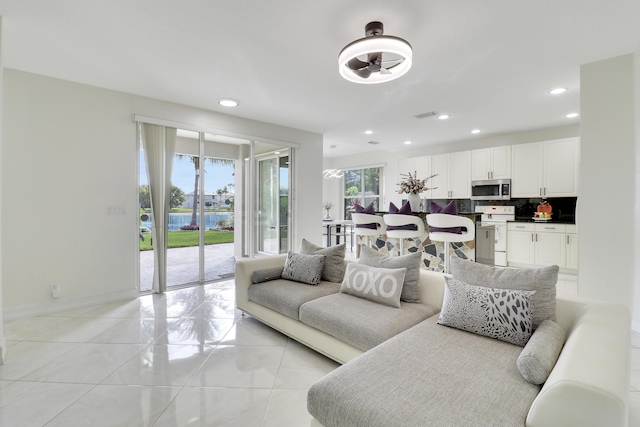 view of tiled living room