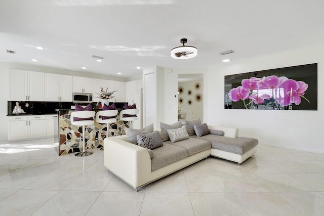 view of tiled living room