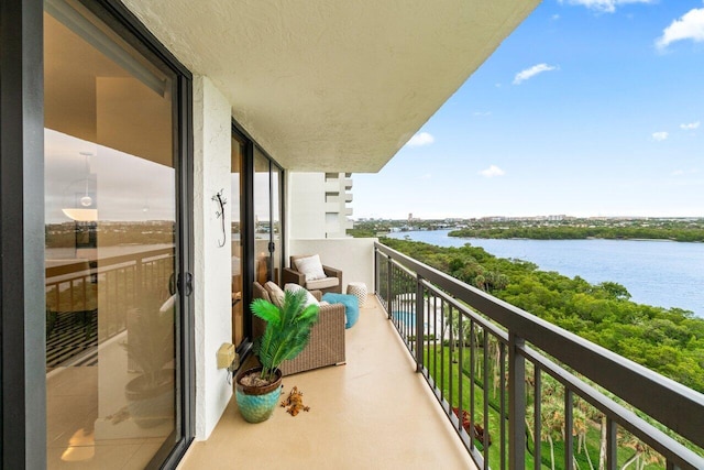 balcony with a water view