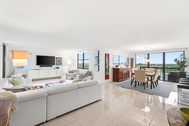 living room featuring expansive windows