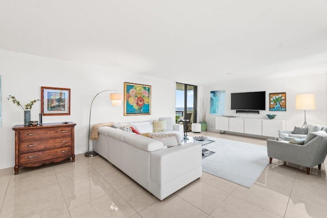 view of tiled living room