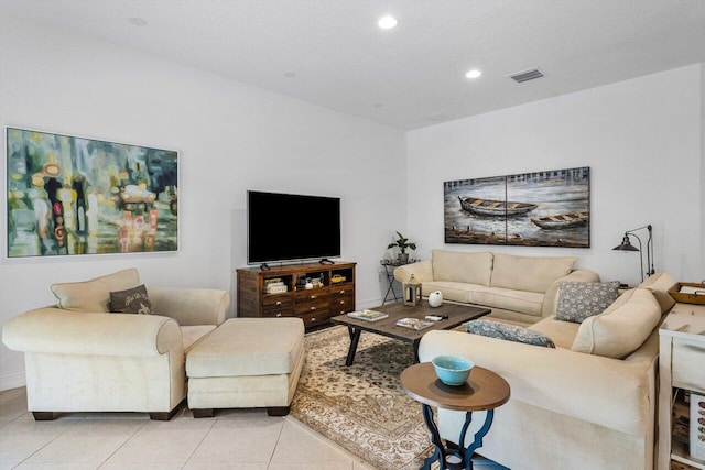 8187 Mariano Falls Ln, Boynton Beach, FL 33473 - living room featuring recessed lighting, light tile patterned floors, and visible vents