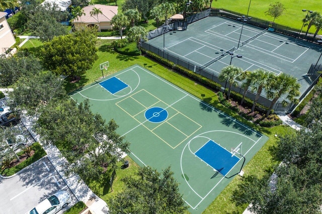 view of basketball court with tennis court