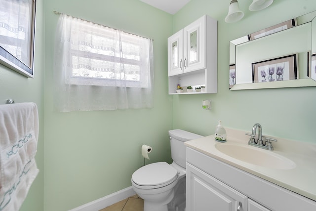 bathroom featuring tile patterned floors, toilet, and vanity