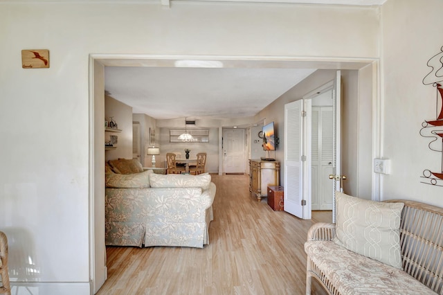 living room featuring light wood-type flooring